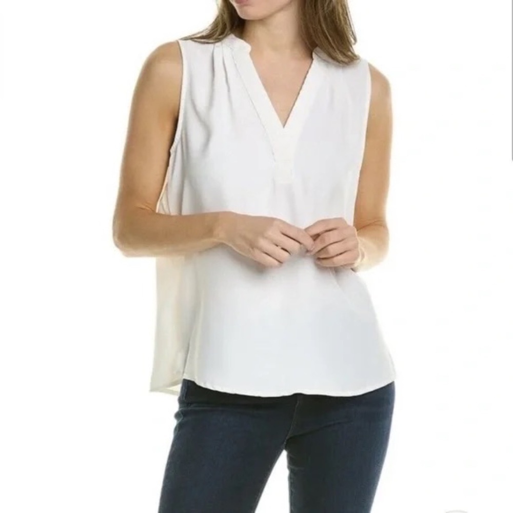 Vince V-Neck Sleeveless Tank Blouse Ivory 45317